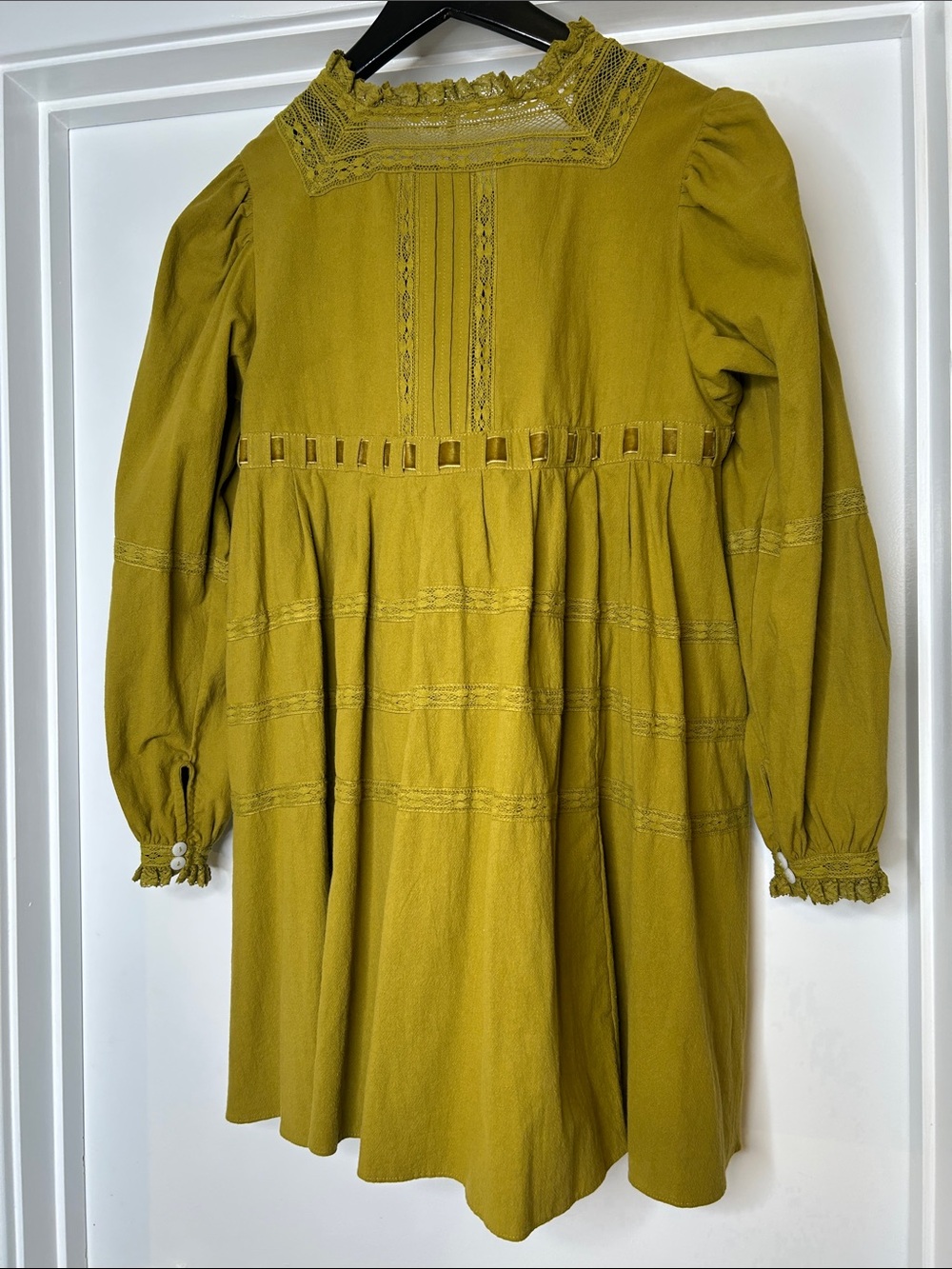 Free People Olive Green Long Sleeve Mini Dress - Picture 4 of 10